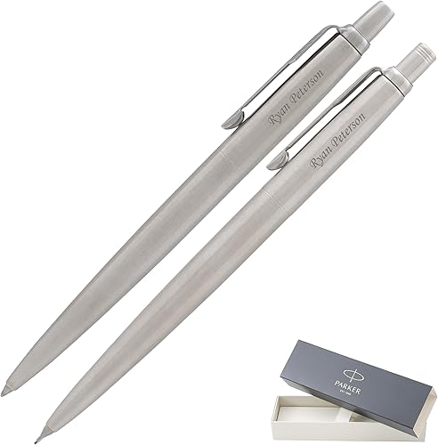 Miniatura 13 de Dayspring Pens Parker Jotter - Bolígrafo de gel de acero inoxidable con borde cromado, grabado personalizado, bolígrafo de regalo ideal Acabado