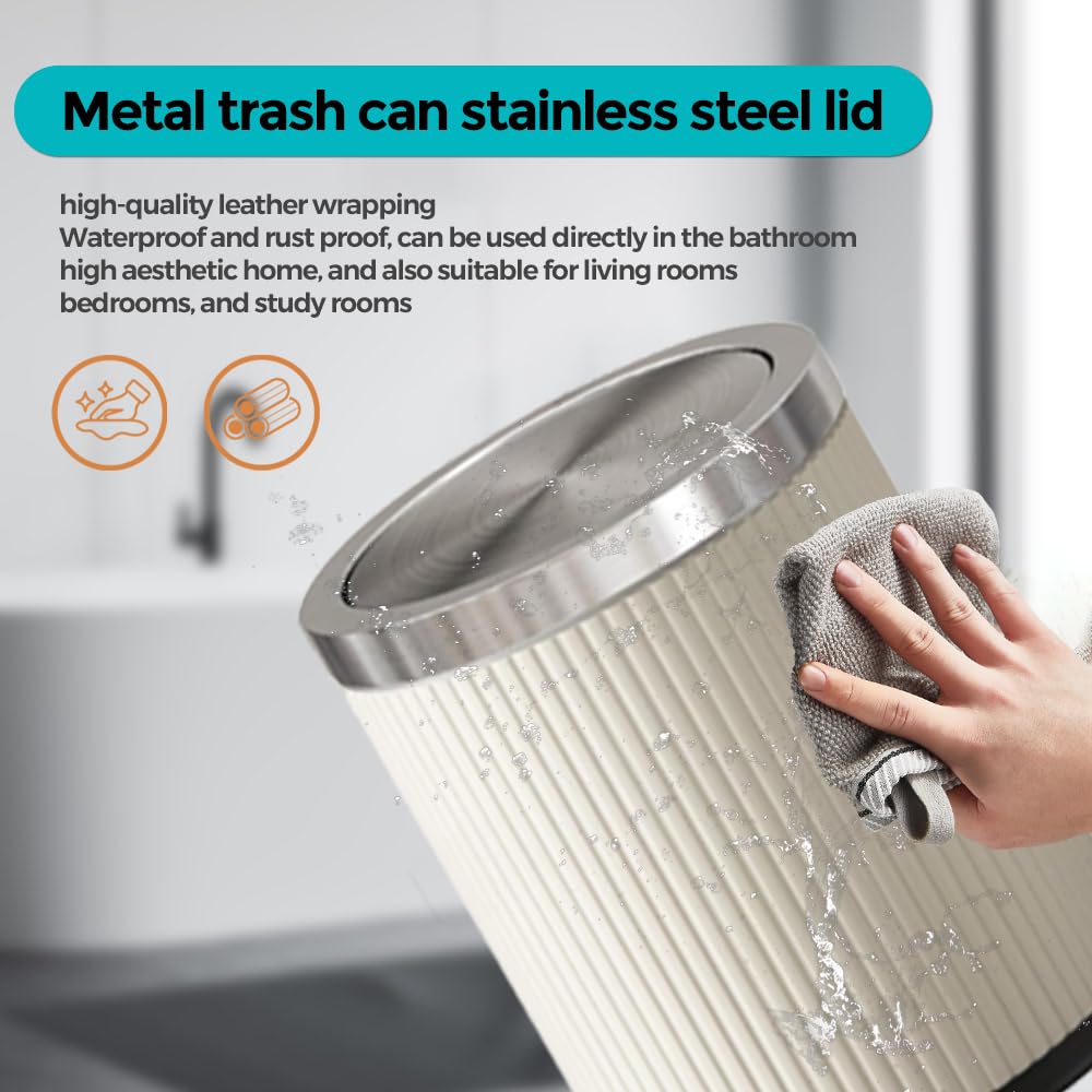 Trash Can With Lid, Garbage Can With Push Button, Narrow Modern Waste - View #11