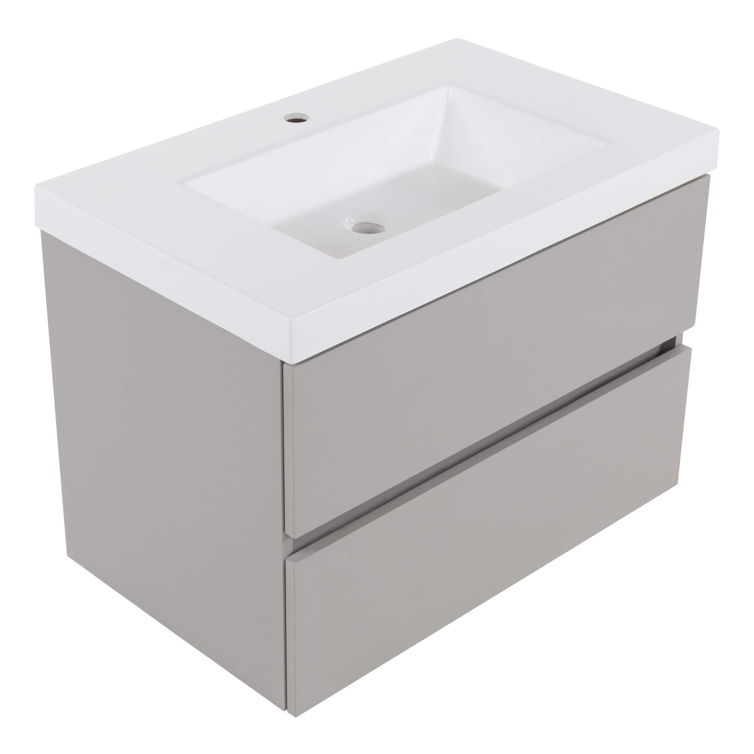 Spring Mill Cabinets Innes Floating Bathroom Vanity with 2 Drawers and White Sink Top, 30.5" W x 18.87" D x 22.25" H,Grey
