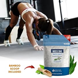 Muscle Soak Bath Salt 128 Ounces Epsom Salt with Natural Peppermint and Eucalyptus Essential Oils Plus Vitamin C in BPA Free Pouch with Easy Press-Lock Seal