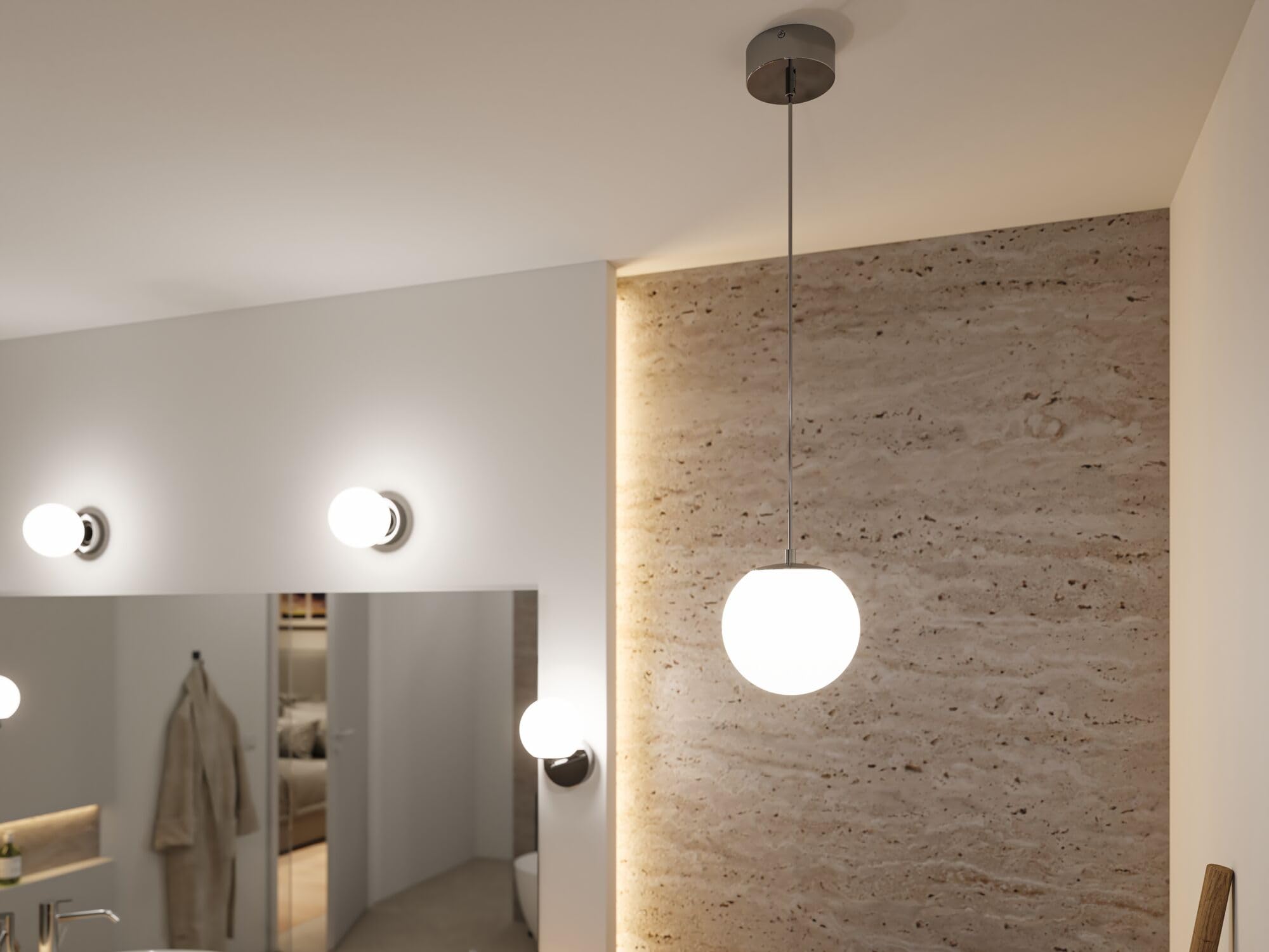 Paulmann 71066 LED Pendelleuchte Selection Bathroom Gove IP44 9W Chrom, Satin Badleuchte