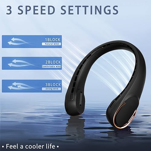 Miniatura 3 de ASNUG Ventilador de cuello ventilador de cuello sin aspas ventilador personal recargable de 4000 mAh ventilador portátil manos libres de 360 3