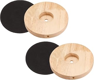 PATIKIL 150mm Wooden Lamp Base, 2 Pack Circular Solid Wooden Base Wood Desk Lamp Stand Replacement for Table Lamps DIY
