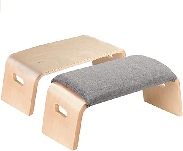 FirFurd Sets of 2 Meditation Benches Meditation Stool with Cushion Prayer Wooden Yoga Stool Ergonomic 52×23×20 cm