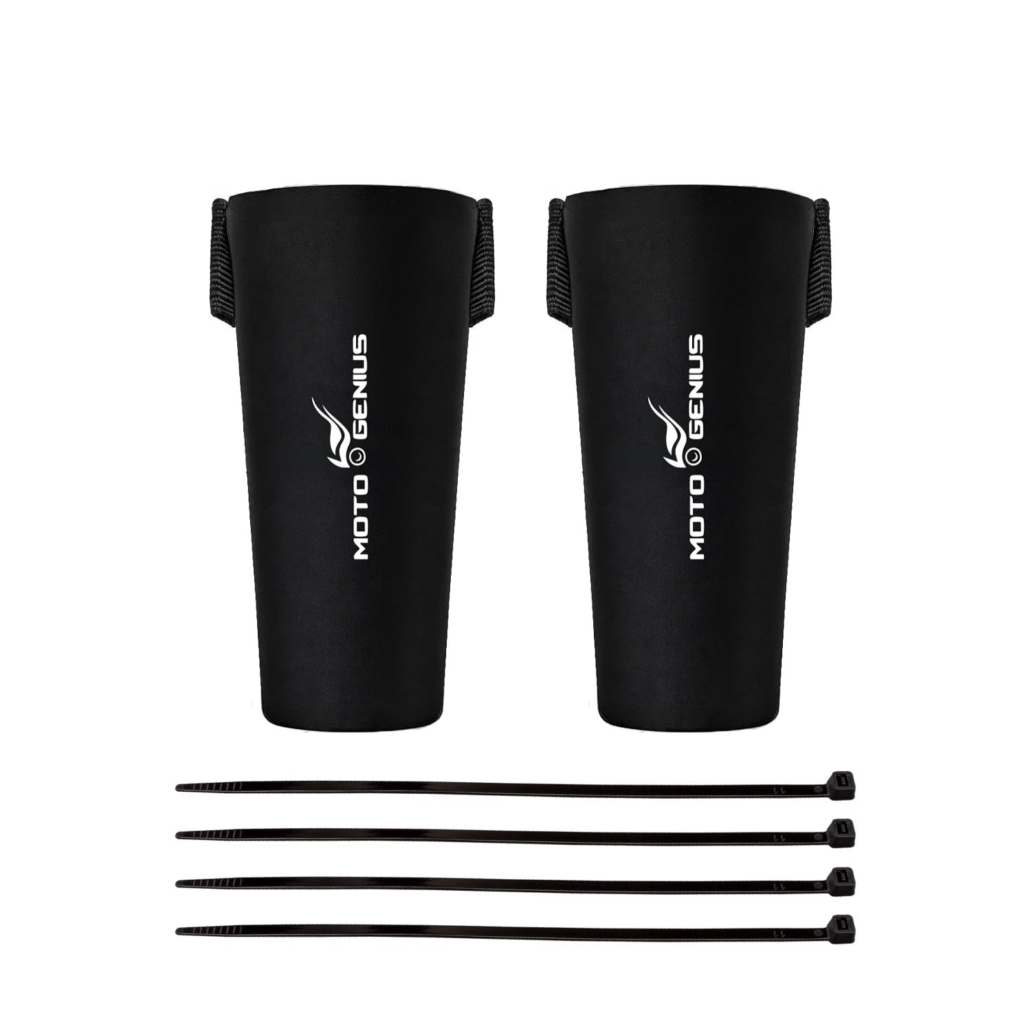 MOTO GENIUS Universal Motorcycle Front Fork Seal Covers | Black Waterproof Fabric, Dust & Dirt Protection for Fork Seals