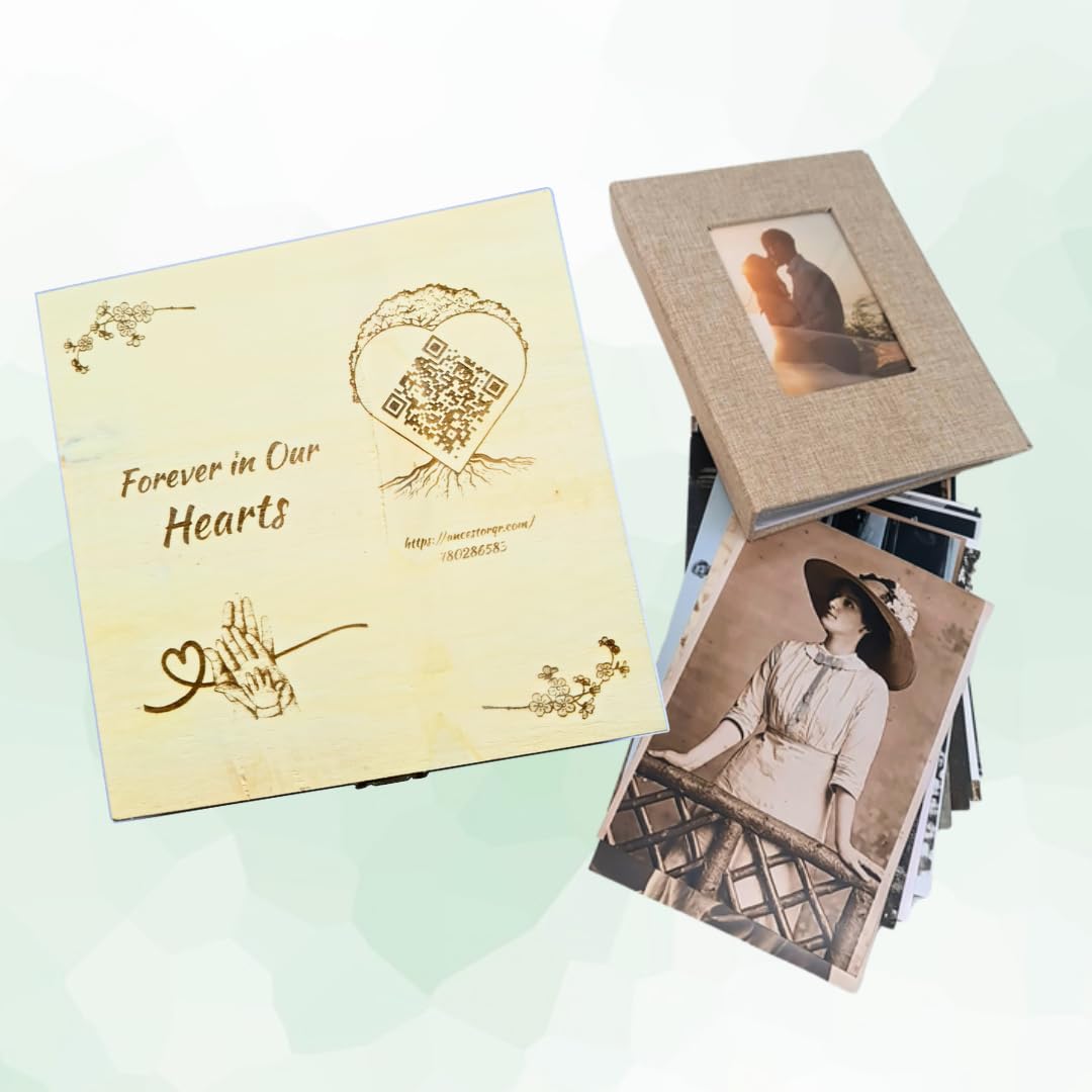Legacy of Love Kit - Bewahren Sie Ihre Stimme, Liebe & Geschichte für immer | QR-Code für Grabsteine, KI-Biografie, Foto-Restaurierung, 30 Jahre Garantie
