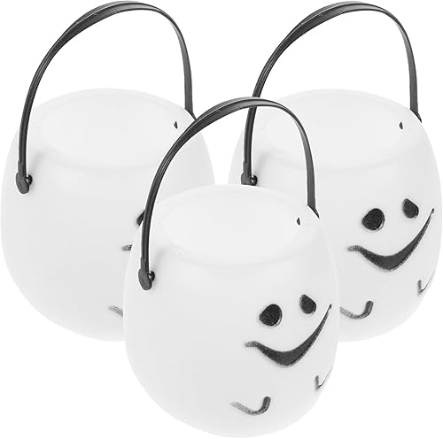 Miniatura 2 de TOYANDONA 3 cubos de dulces de Halloween  Caldero fantasma de calabaza para truco o trato  Macetas de bruja de plástico para Halloween, hervidor de