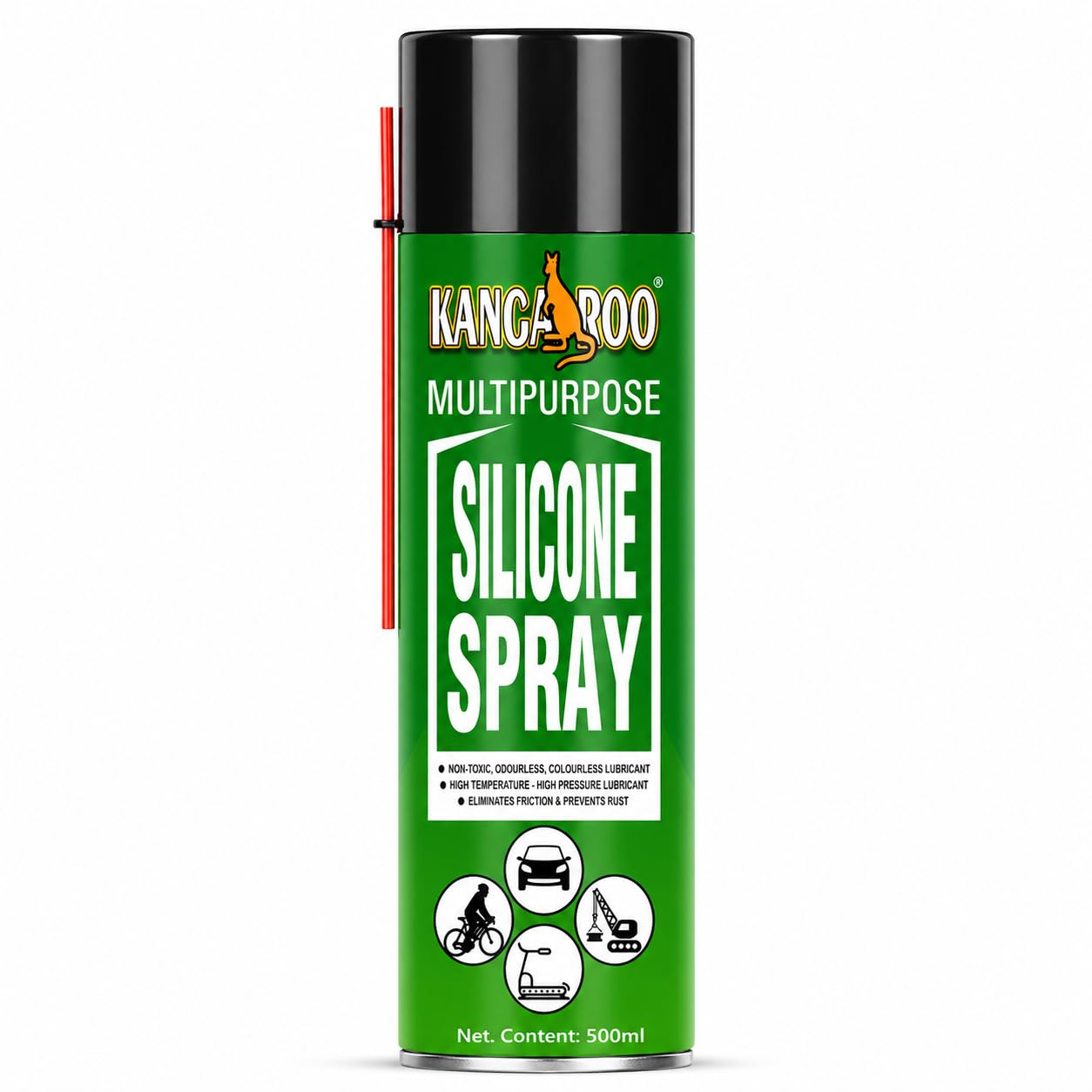 Kangaroo Silicone Lubricant Spray, 500ml Odourless, Colourless & Non-Toxic Lubricant, Rejuvenates & Shines Surfaces, Lubricates Most Plastic, Rubber & Metal Parts-image-19