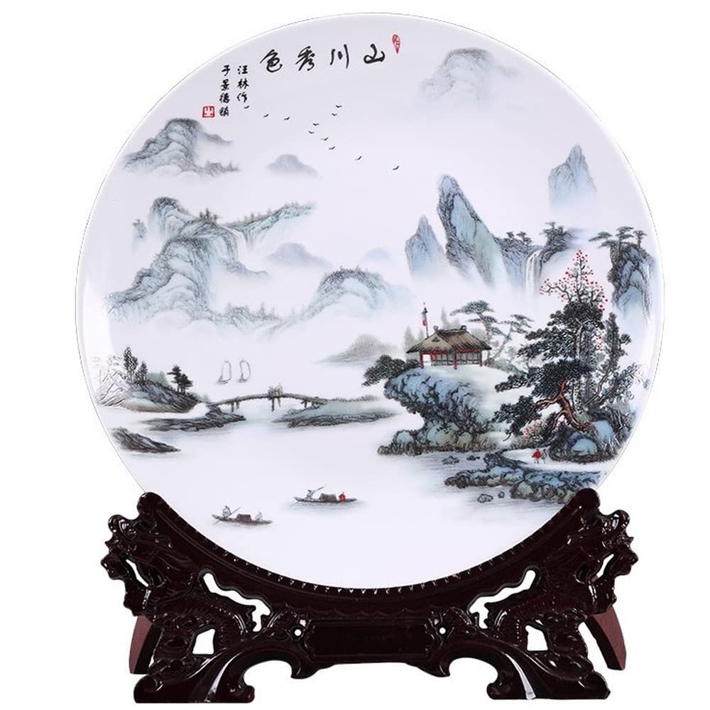 bnjlSDATwr tabletop ornament， Chinese Decorative Ceramic Plates, Ceramics Hanging, Cera 26cm Ornamental Plate