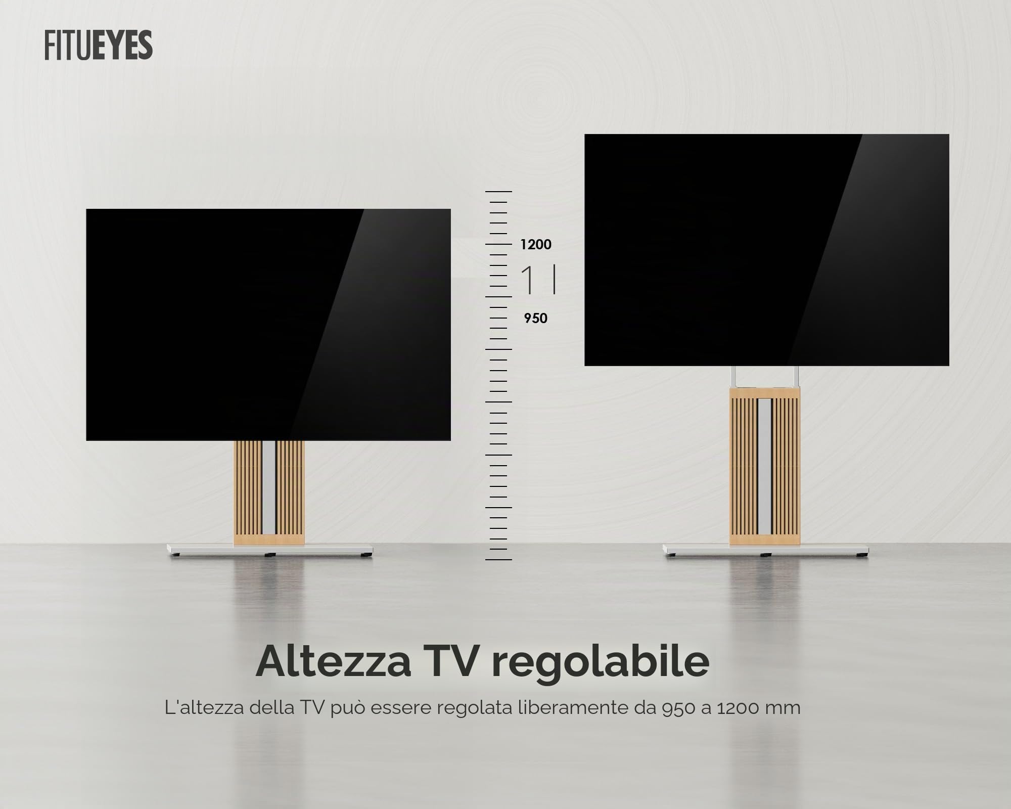 FITUEYES Supporto TV da Pavimento per 55" - 88" Regolazione Angolo ± 30° Porta TV da Terra Mobile Portata Massima 60kg Massimo VESA 600 * 400mm Serie ZEN