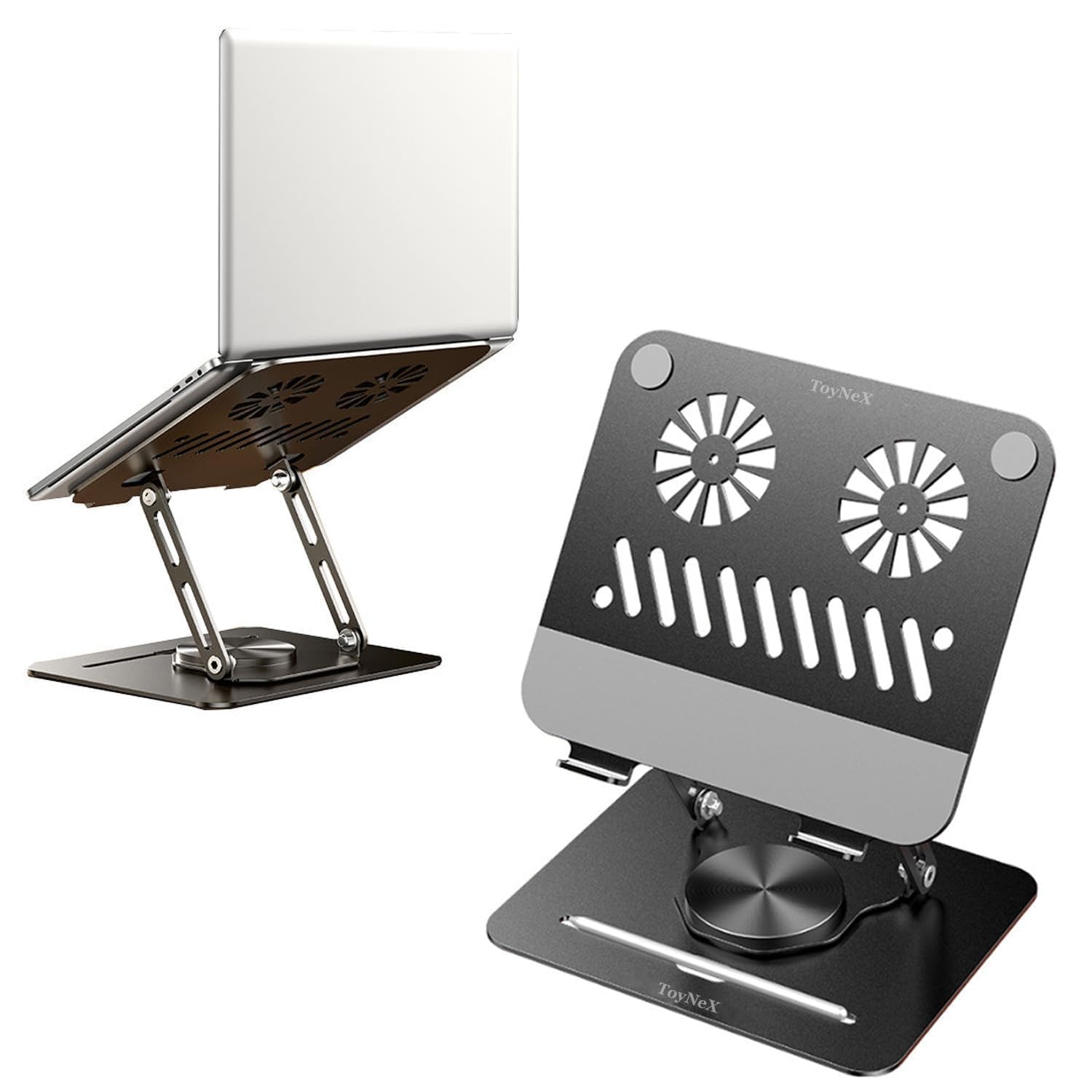 Adjustable Phone/TAB/Laptop Stand. (Horizontal Dual Fan Laptop Stand)-image-6