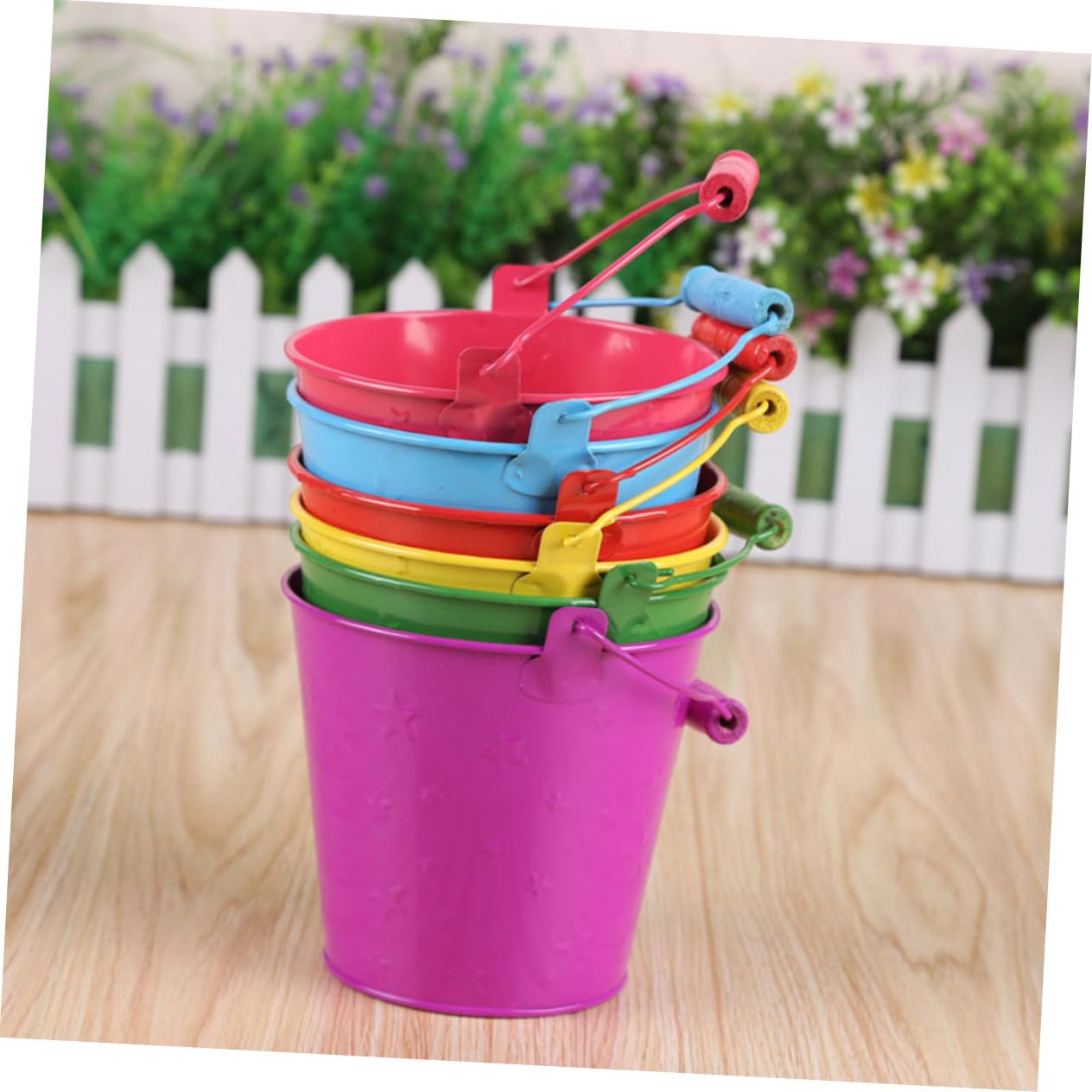 Beach Bucket Toy 6pezzi in Ferro e Legno per Bambini | Festa Estiva, Gioco da Spiaggia e Giochi da Spiaggia, Leggero, Facile da Afferrare Colore Casuale