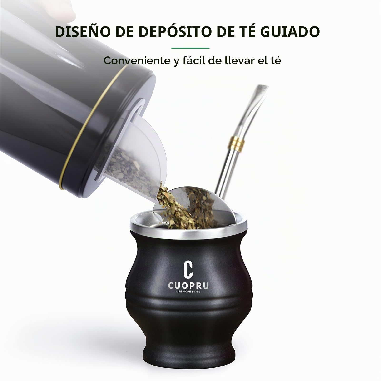 Kit completo Mate - Modern Mate Gourd, Matero, Yerbero, frasco térmico, bombilla y cepillo de limpieza incluidos, juego de tazas de yerba de acero inoxidable 304 18/8 de alta calidad