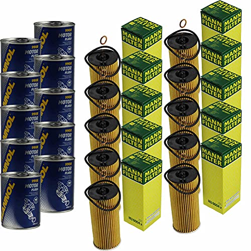 QR-Parts Set 85504221 HU 6004 x 9900 10x Original MANN Ölfilter + SCT Motor Flush Motorspülung