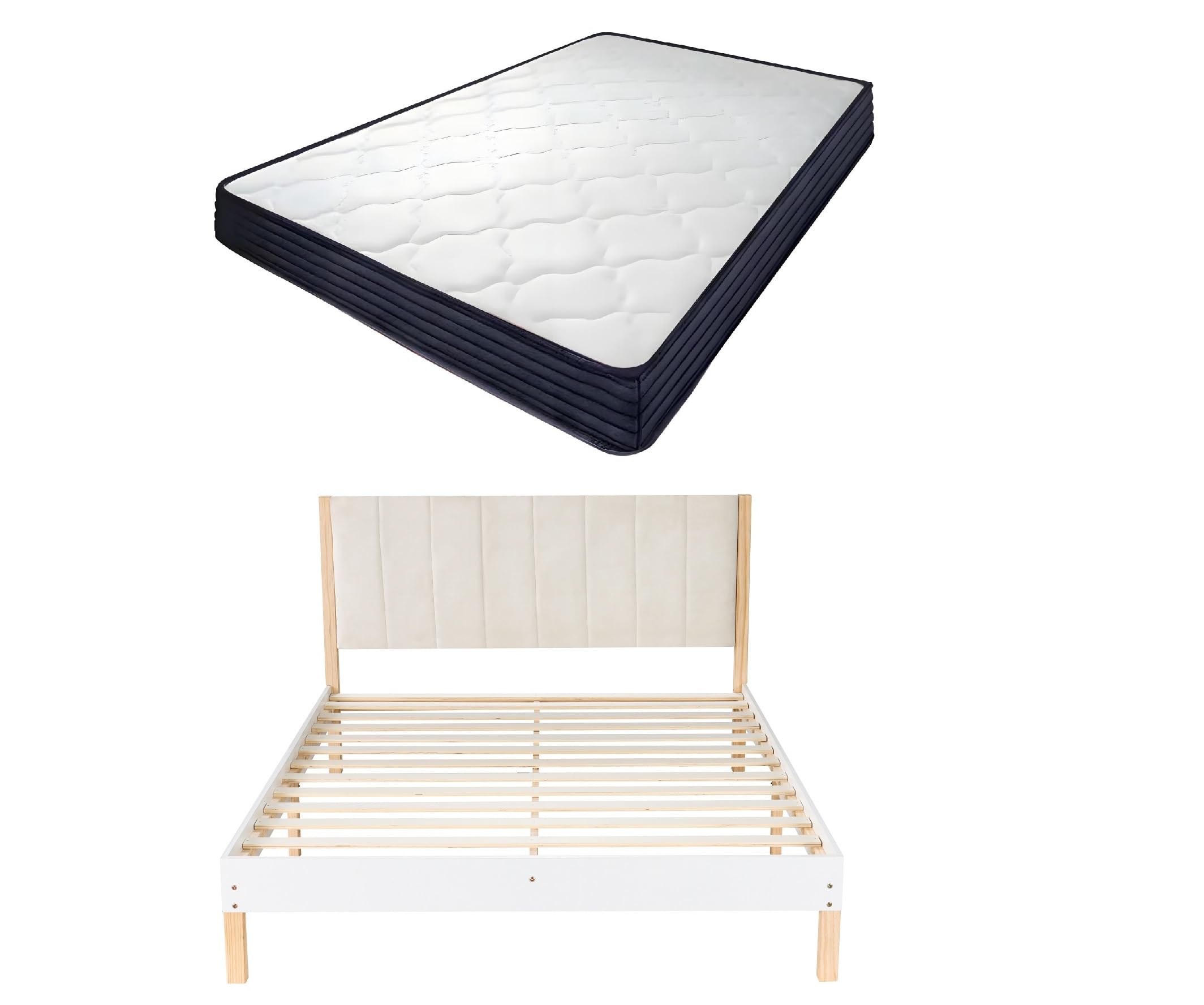 IZTOSS Matelas 140x190 avec Cadre de Lit en Bois avec Tete.Epaisseur 26CM