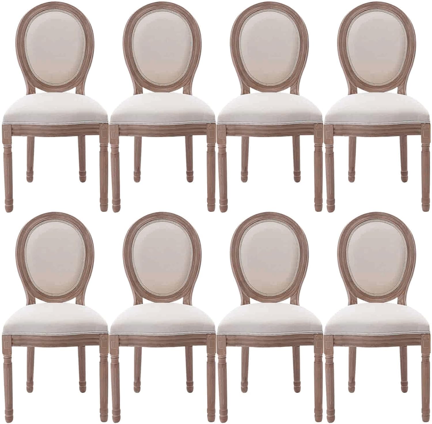 Set Of 8 French Country Dining Room Farmhouse Upholstered Chair With
