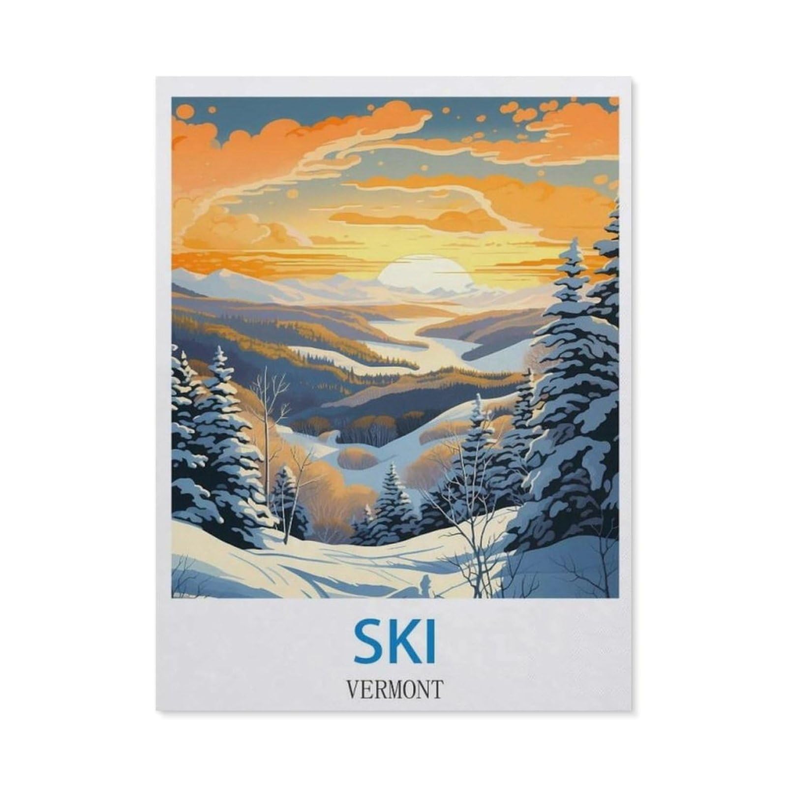 BEAYODKP 5D DIY Diamond Painting，Ski Vermont，Art Living Room Wall Decoration Gift（30 x 40 cm/11.81 x 15.74 inches）-CJ67