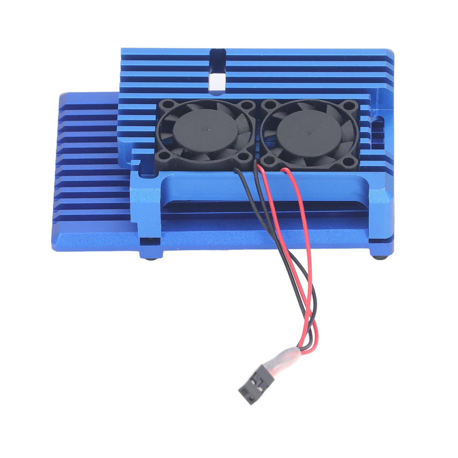 4B Cooling Fan Metal Shell Aluminum Alloy Case with Heatsink Cooling Fan for Pi4 Motherboard (Blue)