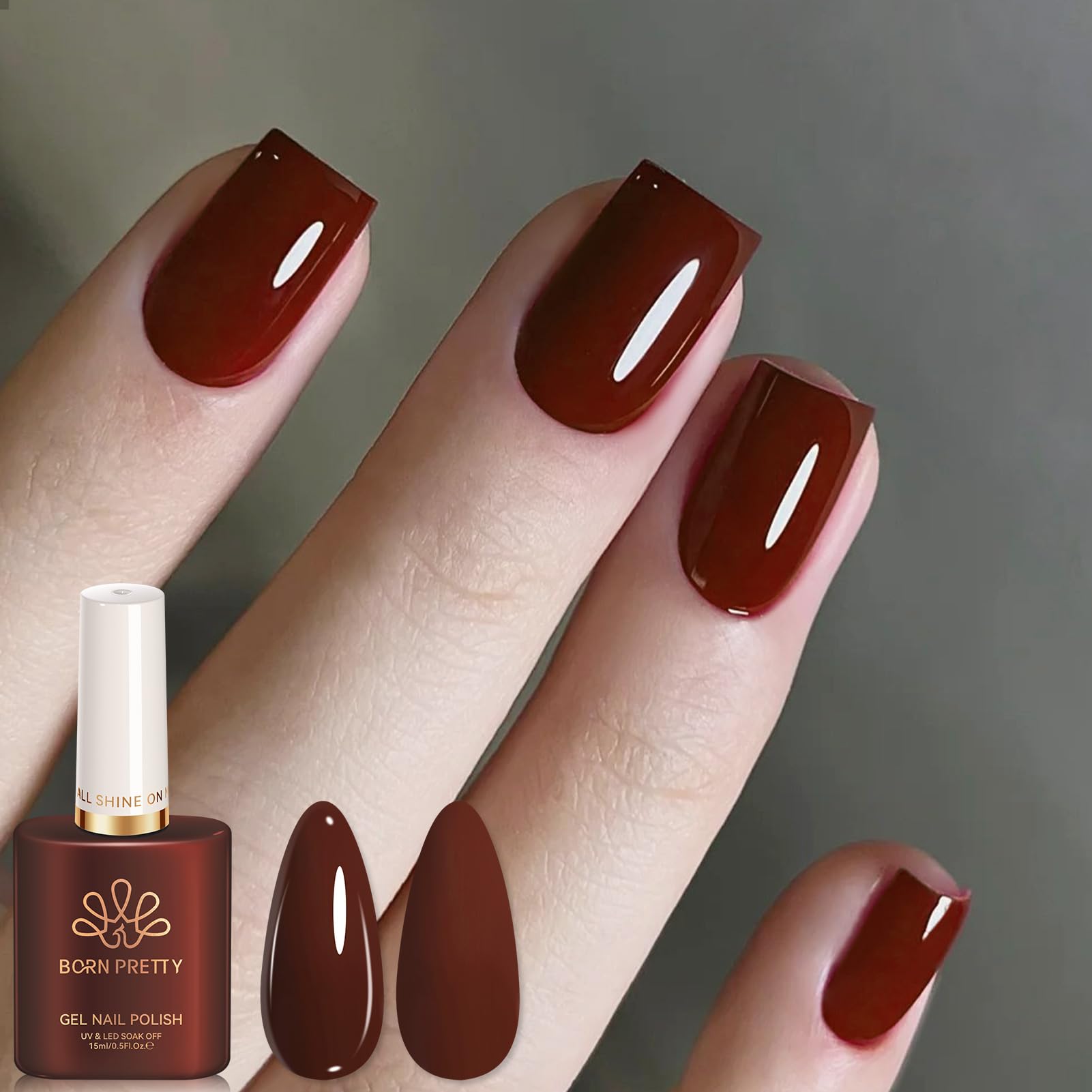 BORN PRETTY ジェルネイル ワインレッド 赤茶 単色 ポリッシュタイプ 15ml UV・LED 対応 ソークオフ セルフネイル