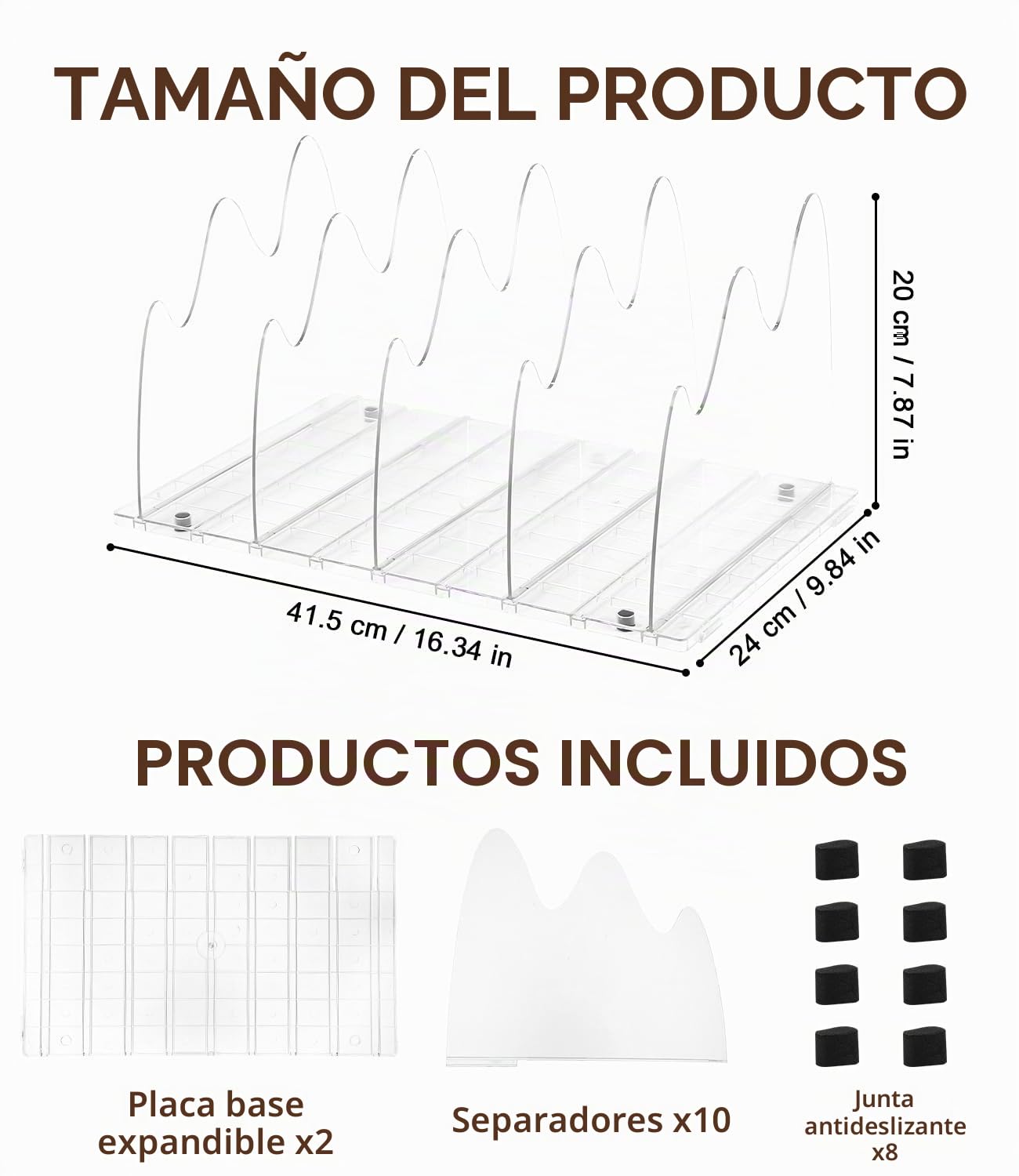 Set de 10 Separadores de Bolsos, Organizador de Armario Ajustable con Base Ranurada y Divisores, Ideal como Organizador de Armario y Bolsos de Mujer, También para Cocina, Baño y Escritorio