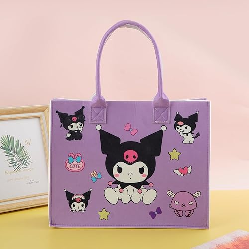 Miniatura 3 de Bolso de mano Kawaii blanco para perro, diseño de gatitos de dibujos animados, bolsa de fieltro reciclado, bolsa de hombro, regalos para mujeres y