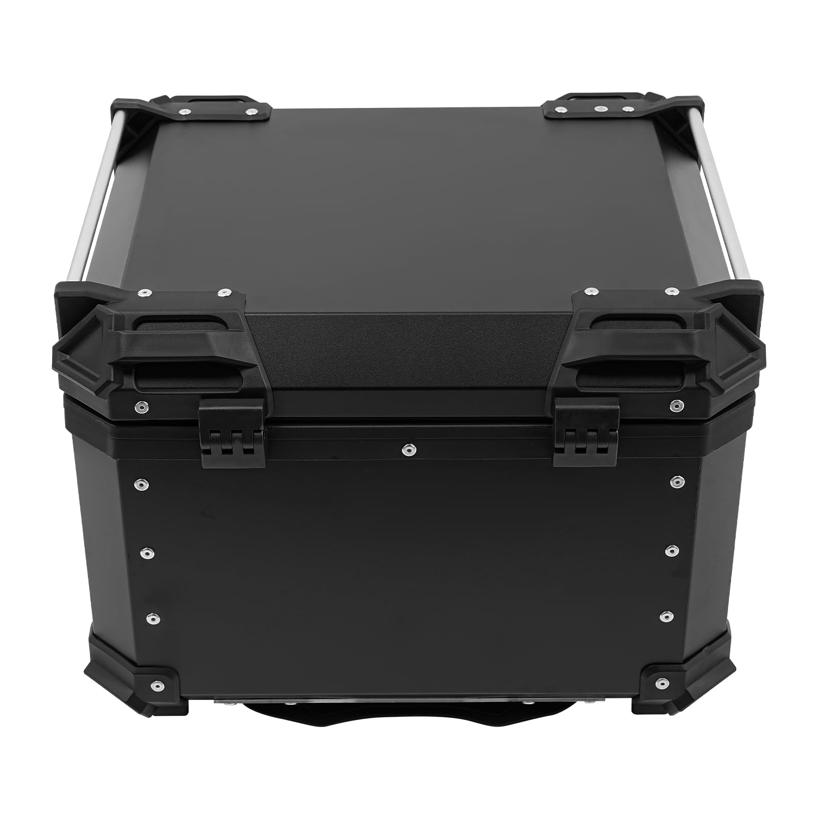 Baúl trasero para moto de 55 L, aluminio con cerradura de seguridad y diseño impermeable, caja trasera universal para casco, equipaje y viajes, portaequipajes de moto, baúl, negro