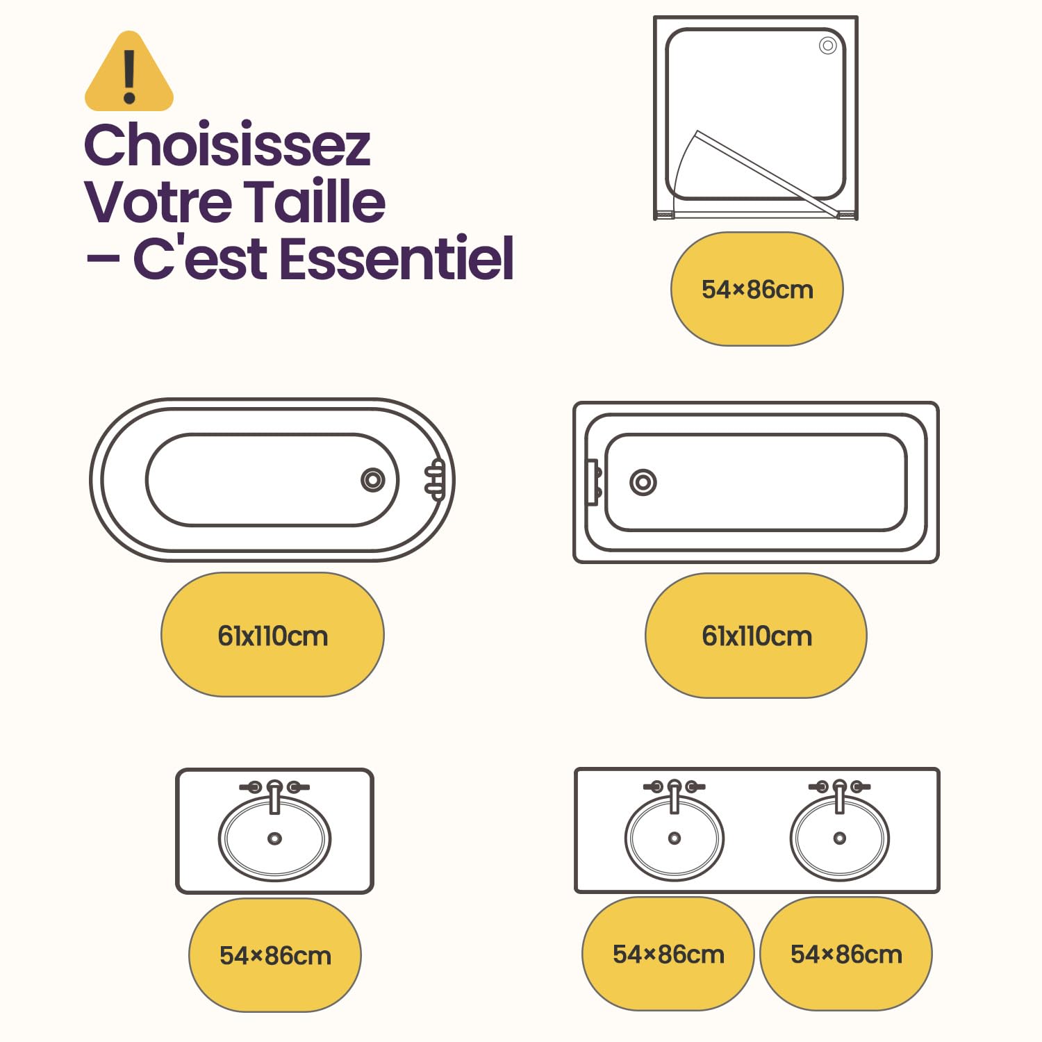 DEXI Tapis Salle de Bain Antidérapant 54 x 86 cm Ovale Absorbant Lavable Motif Plage