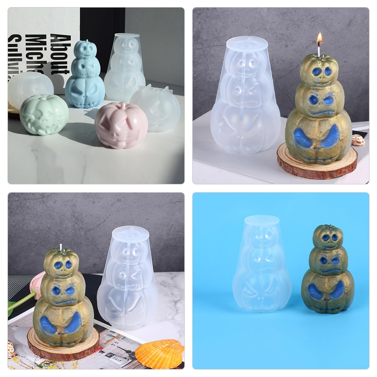 VILLCASE 5St halloween basteln silikonform halloween silikonform gießform soufleförmchen Kerzenformen Kürbis- kuchenform Duftkerzenform -Formen aus Silikon Kieselgel Weiß