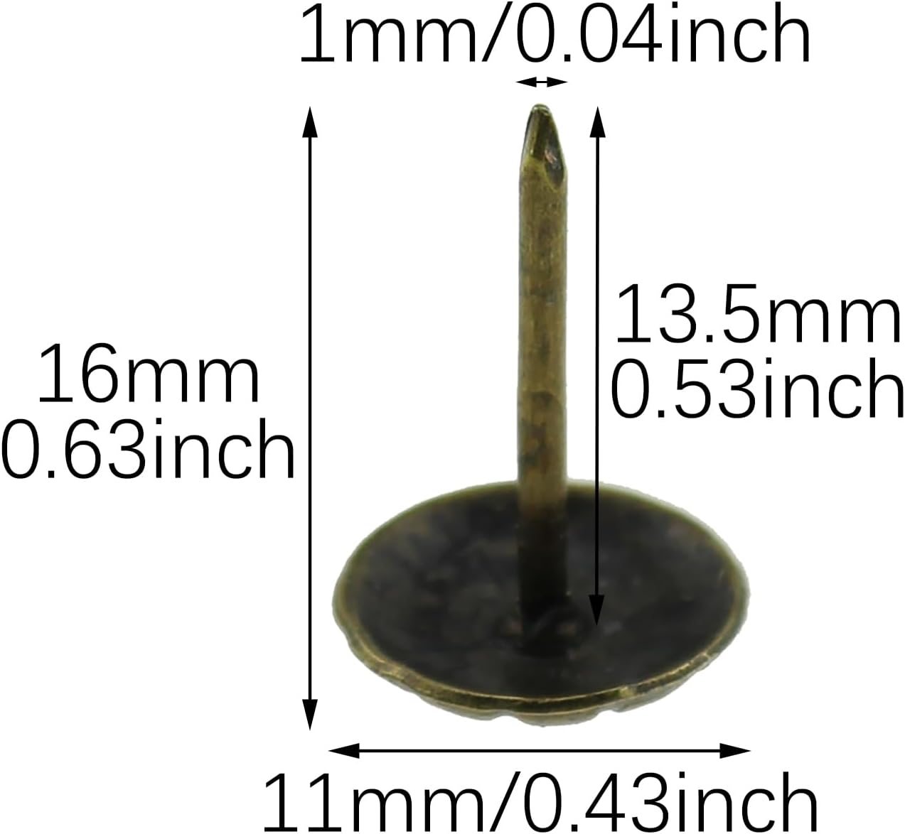 RLECS 200PCS Antique Bronze Decorative Studs 11x16mm Carbon Steel Chrysanthemum Shaped Upholstery Studs Suitable for Furniture Decoration Leather Fixing Handmade DIY Jewellery Box