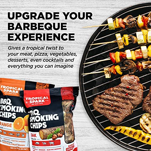 Tropical Spark - Wood Chips, Aromatic Smoker Wood Chips, Assorted Wood Chips For Smoker, Costa Rican Tropics Smoker Chips For Smoking, Grilling, Baking, Roasting, & Braising, 4 Pack #TOP5