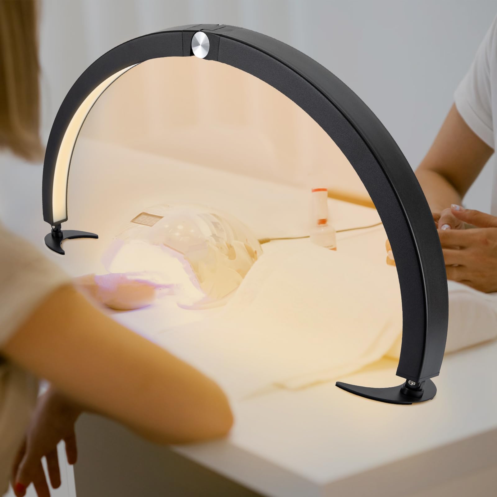Crescent Moon Nail Desk Lamp, lampa na stół z paznokciami, półksiężyc, lampa do manicure, stołowa lampa kosmetyczna, 3 tryby jasności, 3200-5600 K, ściemniana lampa biurkowa z pilotem