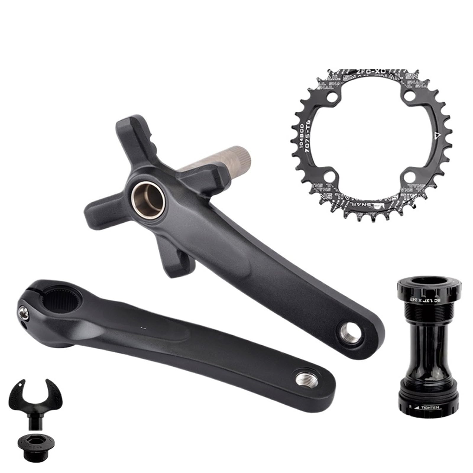 Compatible con el Juego de bielas XT 104BCD MTB de 170/175 mm, Redondas/ovaladas, de 32T, 34T, 36T y 38T, de aleación de Aluminio con pedalier/728 (bielas BB de 36T, 175 mm).
