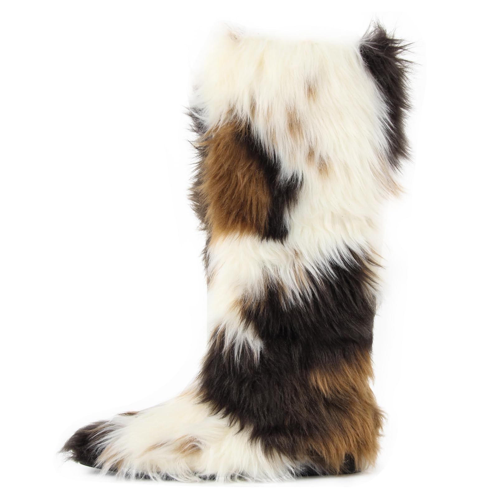 Only maker Womens Faux Fur Knee High Boots Winter Warm Plush Costume Snow Boots Multicolor Furry Festival Shoes