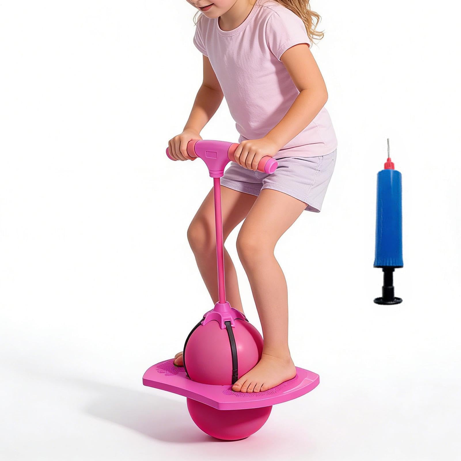 Palla rimbalzante in equilibrio | Palla da salto in equilibrio bambini | Palline rimbalzanti Space con maniglia e pompa esercizi | Giocattolo saltatore con pompa a bastone palline rimbalzanti