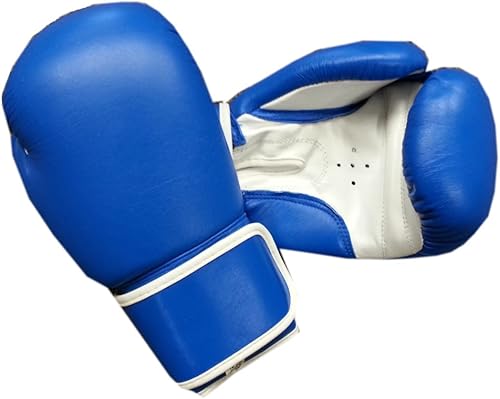 Guantes de entrenamiento aeróbico profesional azul en cuero 12oz Sparring, Grappling, Kickboxing, guantes de lucha, guantes de entrenamiento Muay