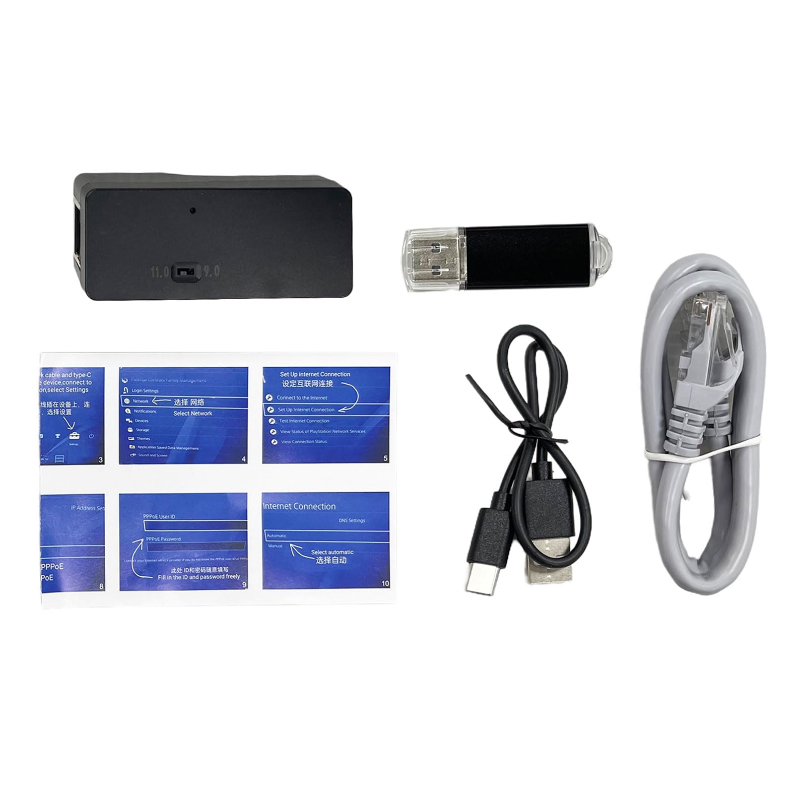 Accessori di gioco per USB 11.0 Adattatore per console di gioco facile da usare (con cavo Ethernet C) Accessori di gioco