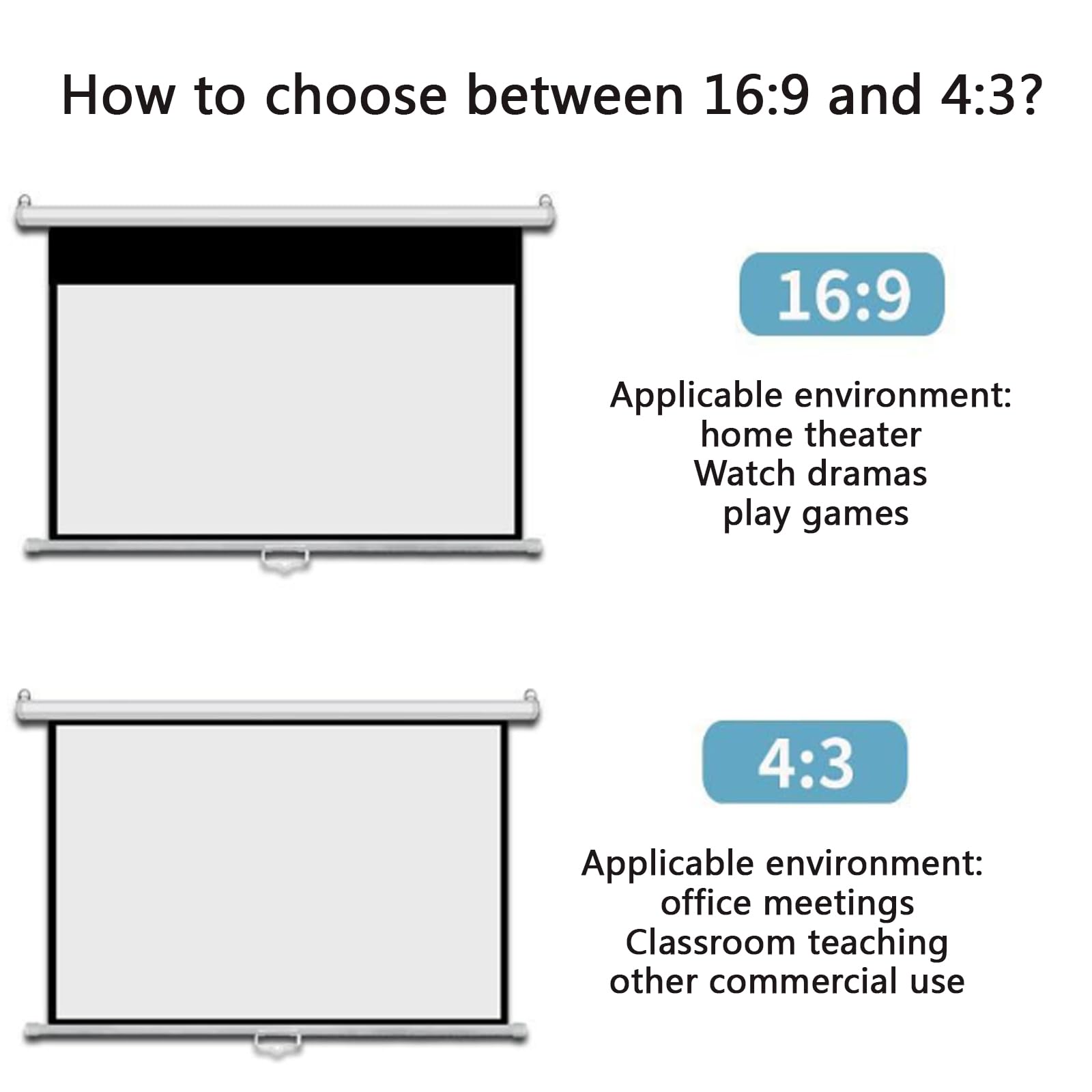 Pantalla de proyección, diseño de bloqueo manual, múltiples métodos de instalación, ideal para cine en casa y uso en la oficina