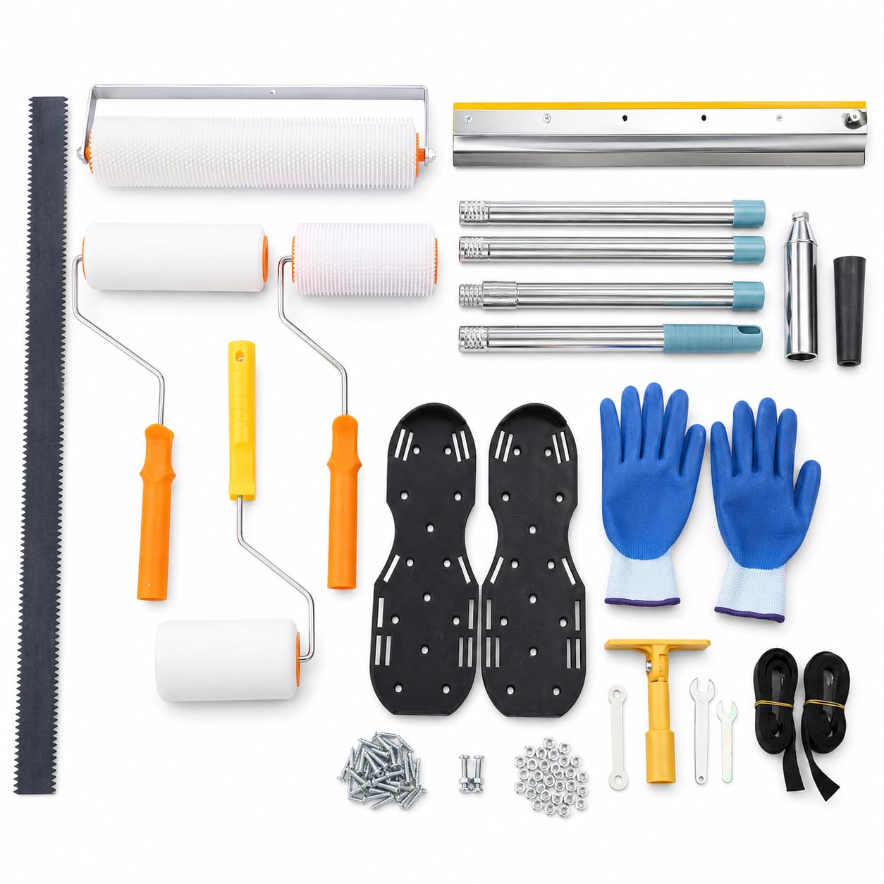 Kit d'outils autonivelant pour sol époxy avec rouleaux de purge