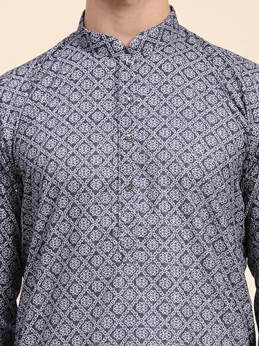 Image of SKAVIJ Men's Viscose Rayon Festive Printed Cotton Kurta Pajama Set | Traditional Ethnic Wear for Men | Perfect for Diwali, Wedding & Festive Celebrations