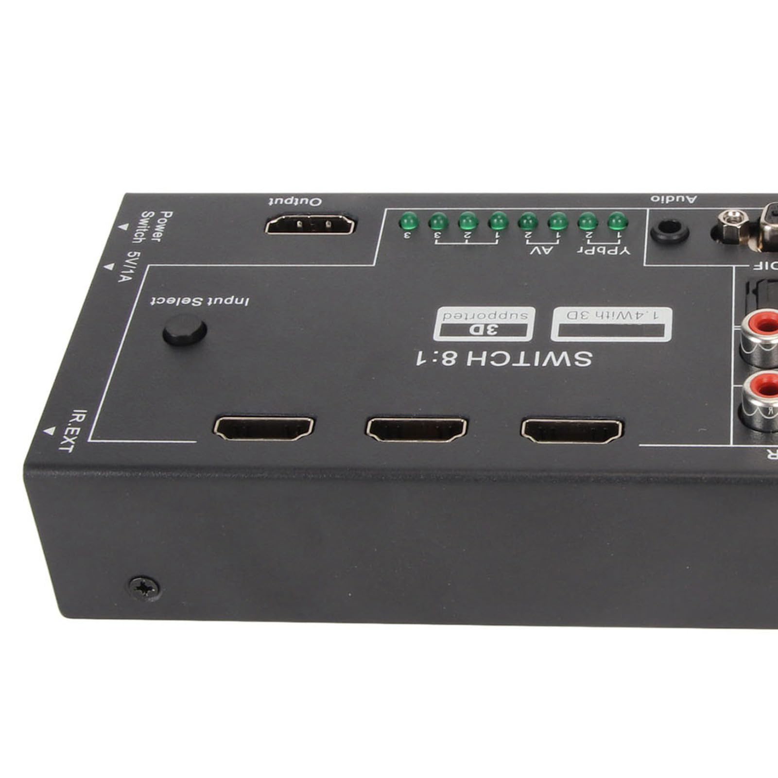 Convertitore HDMI, Adattatore Audio 1080P con 2 X YPBPR, 2 X AV, 1 X VGA, 3 X Ingresso Segnale HDMI a HDMI, COASSIALE, Uscita SPDIF, per Set Top Box HDTV Conferenza DVD (Spina europea AC100‑240V)
