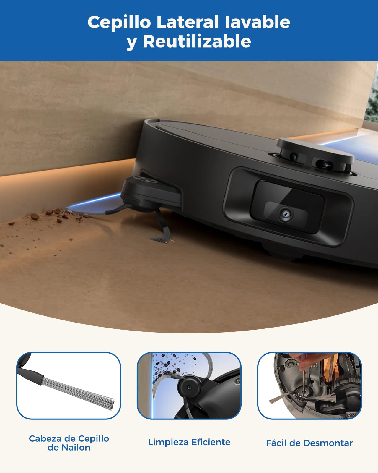 D20 Pro Plus Accesorios para Dreame D20 Pro Plus Robot Aspirador, 24 Piezas de Recambio: 2 Cepillos Principales, 6 Cepillos Laterales, 6 Bolsas de Polvo, 4 Filtros HEPA, 4 Paños de Fregona