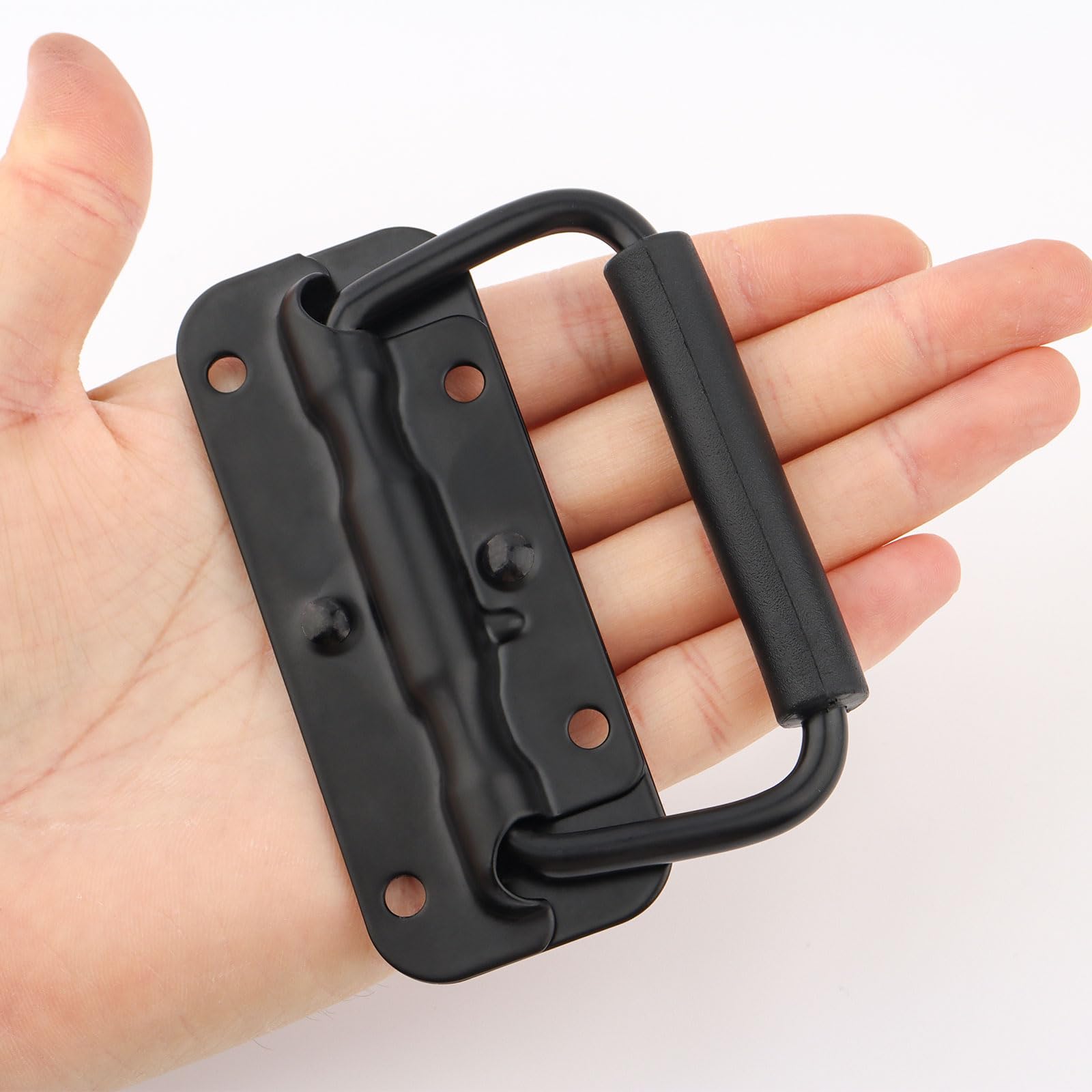 2 Piezas Asa Plegable, Asa de Cofre 100mm, Asa de Caja con Resorte, Mango Plegable de Resorte de Caja, Asa Plegable Caja de Herramientas, Tirador Resorte, Mango de Resorte Plegable