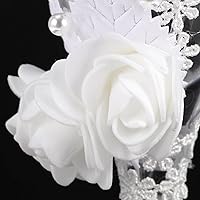 Vista 8 de Amosfun Juego de 2 copas de vino tinto con diseño de encaje para novia y novio, celebración, fiesta, cristalería