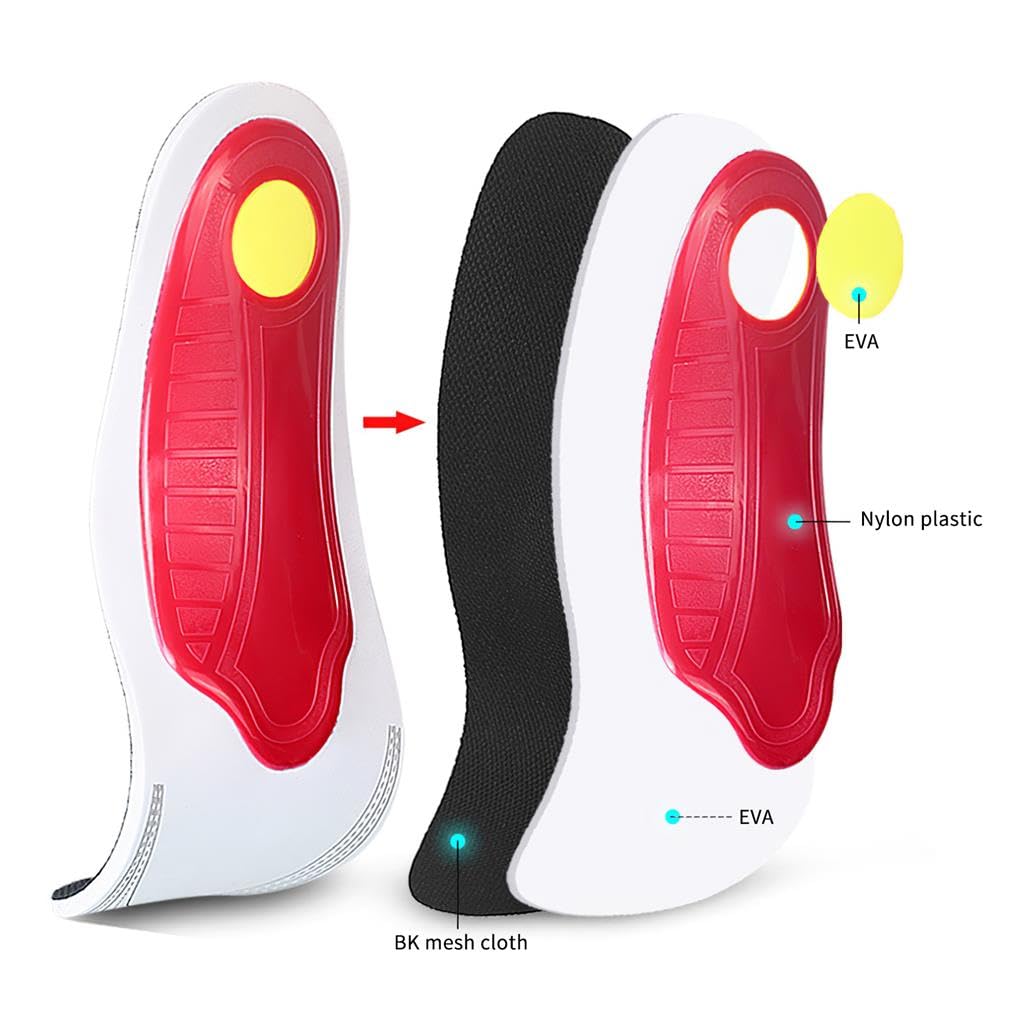 Juego de 10 plantillas de arco para zapatos de apoyo para el cuidado de la salud, color negro, mano de obra fina, diseño grueso, unisex, multiusos, pies planos, estilo 1