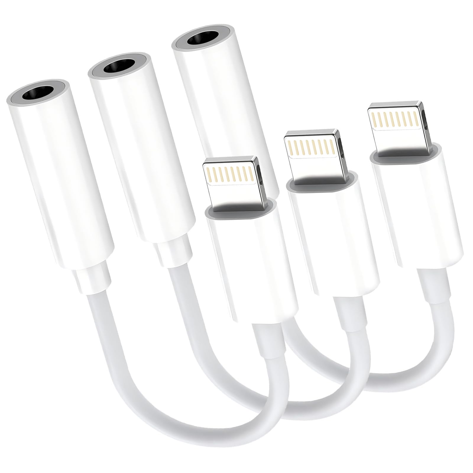 3 Pack [Apple MFi Certified] Lightning to 3.5 mm Headphone Jack Adapter, iPhone 3.5mm Headphones/Earphones Aux Audio Dongle Adapter Compatible for 14/