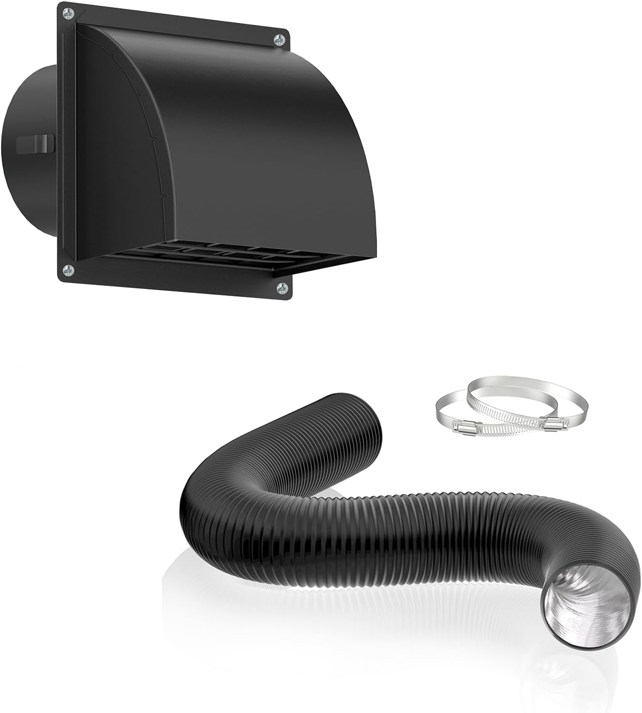 HG Power 4 Inch 16 FT Dryer Vent Hose with 4 Inch Dryer Vent Cover Outside