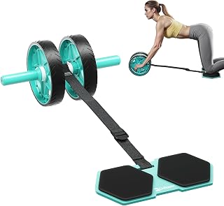 CHNApin Double-Wheel Ab Roller with Elastic Band & Knee Pad - Stable Core Trainer for Home Gym, Beginners to Advanced
