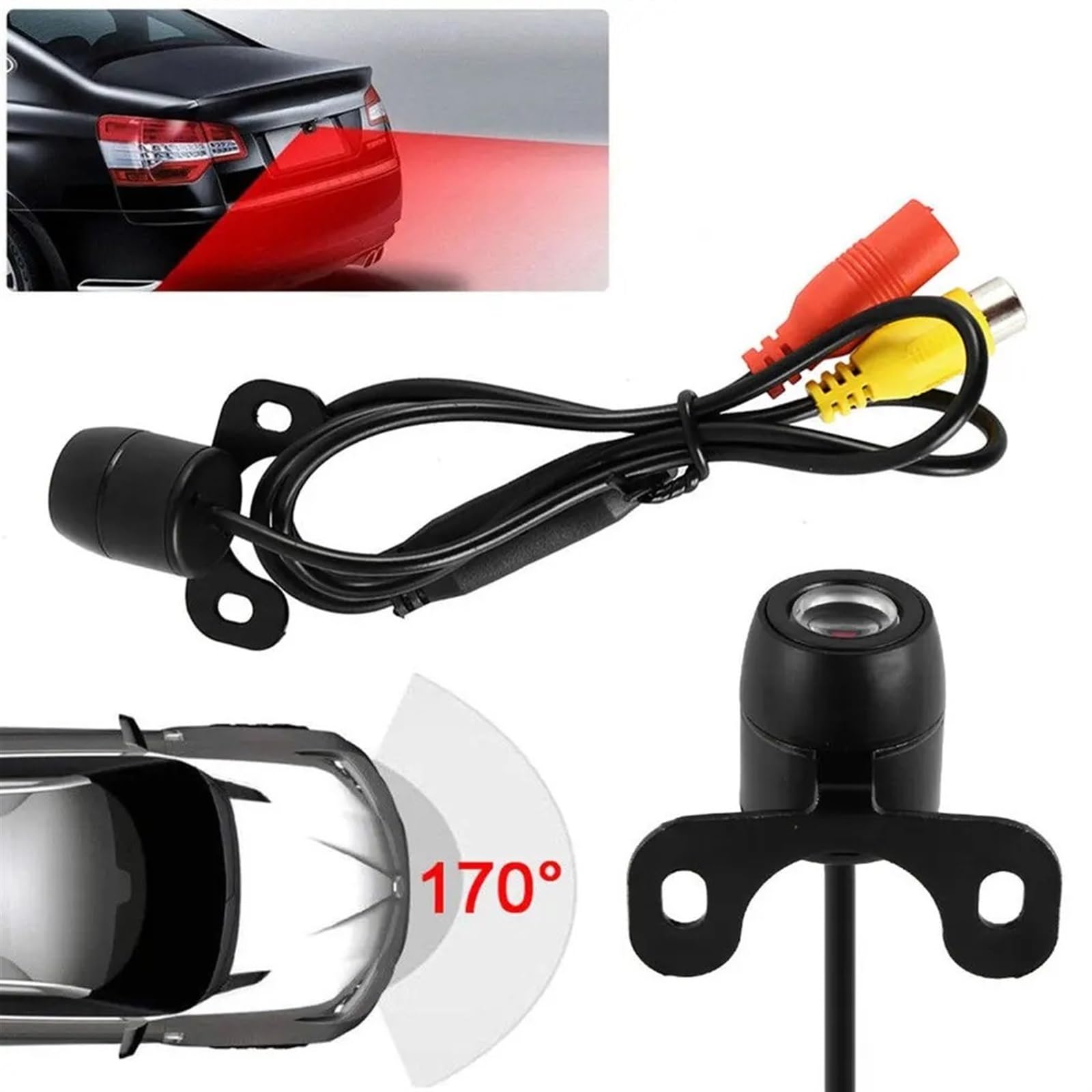 Kamera cofania, kamera cofania samochodu, uniwersalna kamera cofania 12 LED, noktowizor, parking, wodoodporna, 170 szerokokątny, kolorowy obraz HD, kamera wspomagająca parkowanie (A)