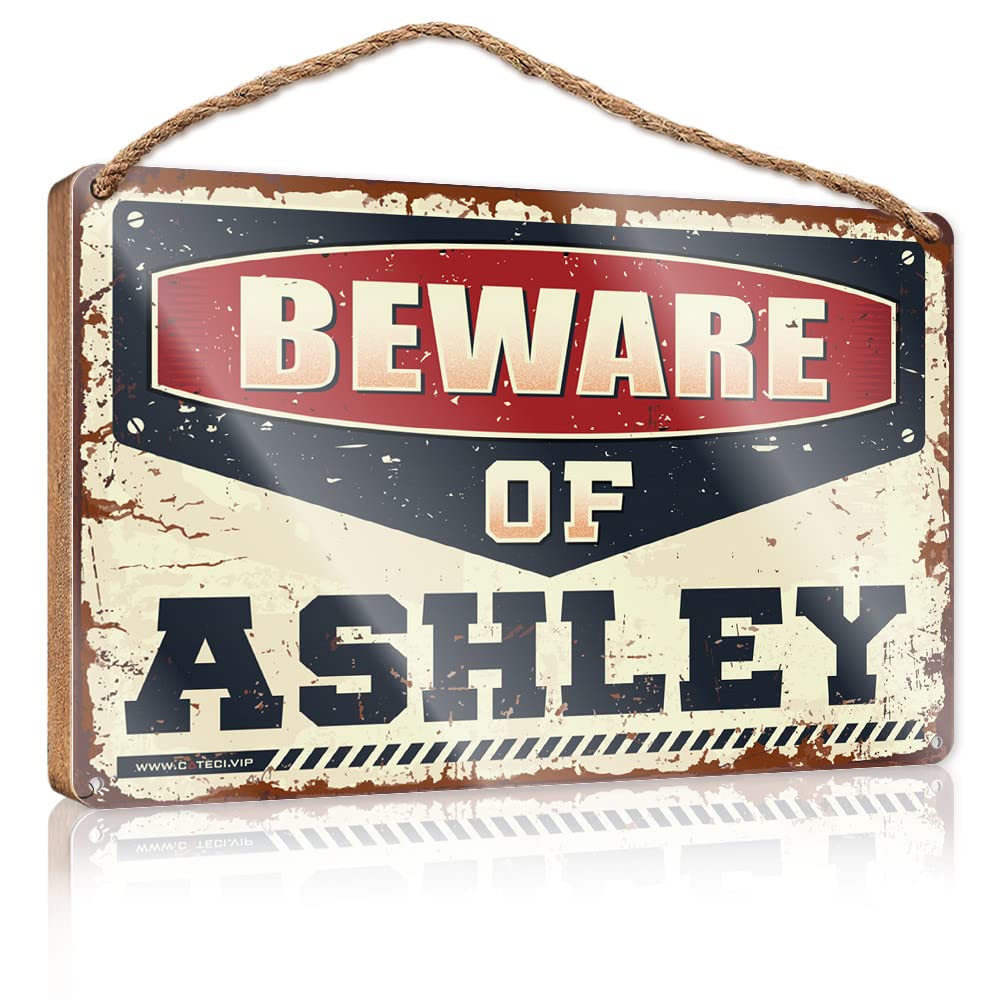 FZFN Decor Signs Beware Of Ashley Wooden Sign Wood Plaque Sign Front Decorative Wooden Sign(15X28CM)