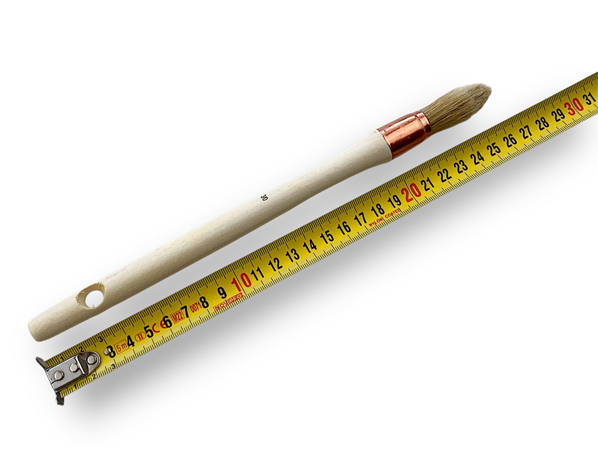 Set di 50 pennelli da ricampione, spazzola rotonda in seta bianca, diametro 15 mm, manico in legno grezzo, ideale per dipingere e ristrutturare persiane, modanature, battiscopa e angoli Kibros 371D15